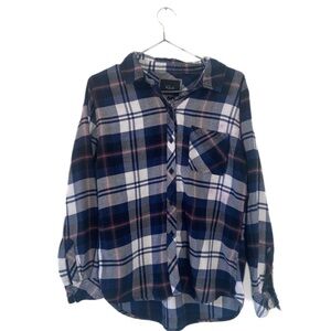 Rails Blue/White Plaid Soft Comfy Button Down Flannel Top Size Small